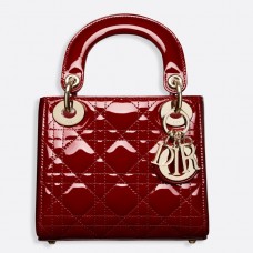 Dior Czerwona Lakierowana Mini Torebka Damska Dior Z Łańcuchem Dior Czerwona Lakierowana Mini Torebka Damska Dior Z Łańcuchem