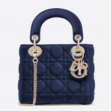 Torebka Dior Blue Velvet Mini Lady Dior z łańcuszkiem Torebka Dior Blue Velvet Mini Lady Dior z łańcuszkiem