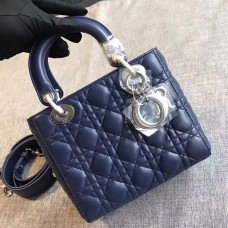 Torebka Dior My Lady Dior ze skóry jagnięcej w kolorze szafirowym