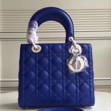 Torebka Dior Medium Lady Dior z niebieskiej skóry jagnięcej