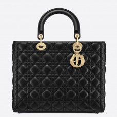 Duża torebka Dior Lady Dior w kolorze czarnym Cannage Lambskin Duża torebka Dior Lady Dior w kolorze czarnym Cannage Lambskin