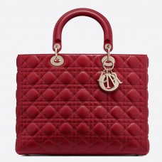 Duża torebka Dior Lady Dior w kolorze czerwonym Cannage Lambskin Duża torebka Dior Lady Dior w kolorze czerwonym Cannage Lambskin