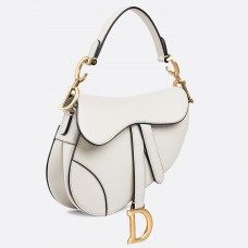Torebka Dior Mini Saddle Bag z białej licowej skóry cielęcej Torebka Dior Mini Saddle Bag z białej licowej skóry cielęcej