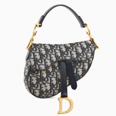 Torebka Dior Mini Saddle Bag z niebieskiego płótna żakardowego