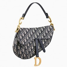 Torebka Dior Saddle Bag z niebieskiego płótna żakardowego