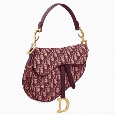 Torebka Dior Saddle Bag z bordowego płótna żakardowego Oblique Torebka Dior Saddle Bag z bordowego płótna żakardowego Oblique