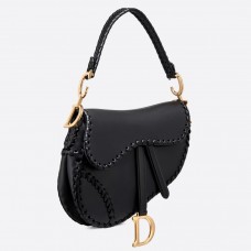 Torebka Dior Saddle Bag z czarnej skóry cielęcej z gwintowanymi krawędziami Torebka Dior Saddle Bag z czarnej skóry cielęcej z gwintowanymi krawędziami