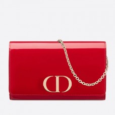 Portfel Dior 30 Montaigne na łańcuszku z czerwonej lakierowanej skóry cielęcej Portfel Dior 30 Montaigne na łańcuszku z czerwonej lakierowanej skóry cielęcej