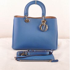 Dior Diorissimo Medium Bag Blue Original Leather (Golden Hardware) 603