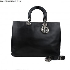 Dior Diorissimo Jumbo Bag Czarna skóra nappa (srebrne okucia) 8002