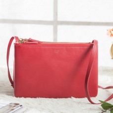 Celine Small Trio Crossbody Bag z czerwonej skóry cielęcej Celine Small Trio Crossbody Bag z czerwonej skóry cielęcej