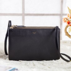 Celine Small Trio Crossbody Bag z czarnej skóry cielęcej Celine Small Trio Crossbody Bag z czarnej skóry cielęcej