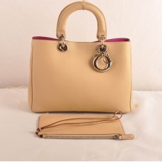 Dior Diorissimo Średnia Torba Apricot Oryginalna Skóra (Złote Okucia) 603